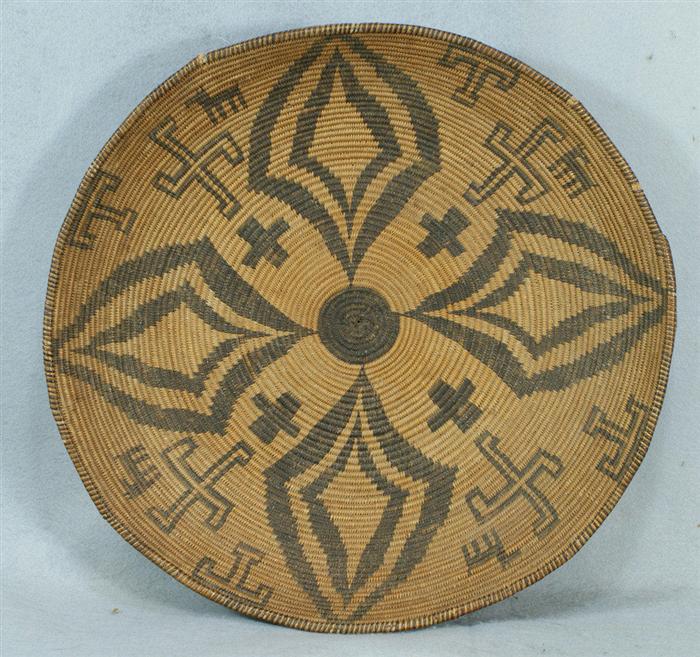 Appraisal: Native American coiled shallow tray animal and geometric design one