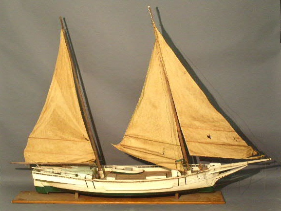 Appraisal: Wood bugeye model boat with plans h x l beam