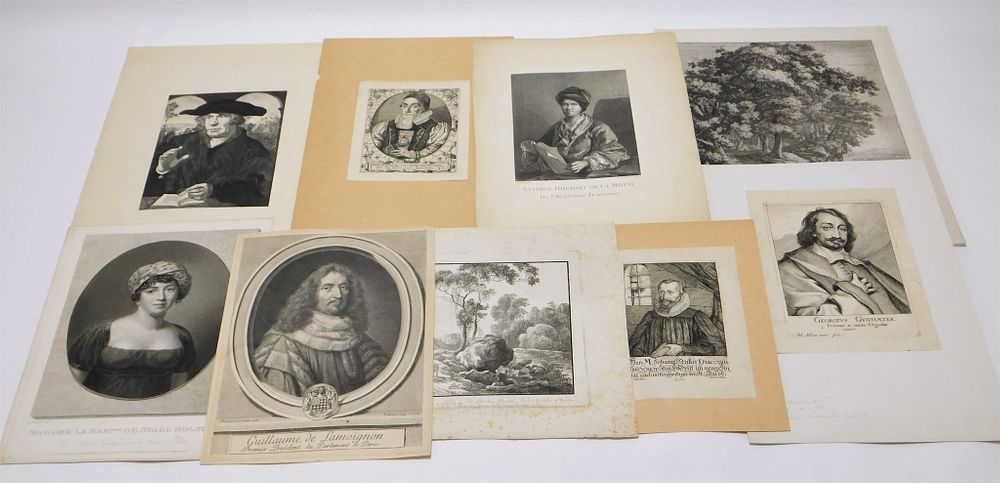 Appraisal: PC Group of Early Landscape Portrait Etchings Europe th- th