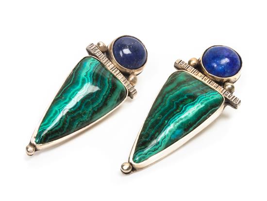 Appraisal: Sale Lot A Pair of Southwestern Style Silver Lapis and