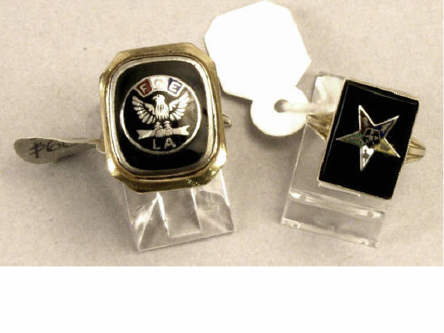 Appraisal: Collection of rings includes an Fraternal Order of the Elks