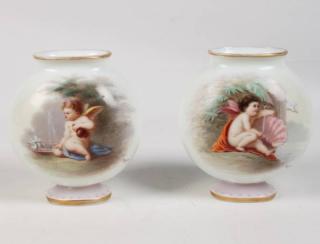 Appraisal: PAIR OF SIGNED OVOID SHAPED BRISTOL GLASS TYPE VASES PAIR