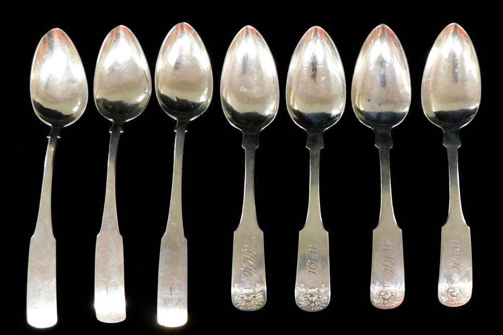 Appraisal: SILVER Seven serving spoons American and English details include three