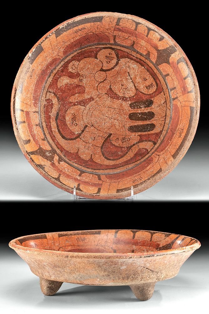 Appraisal: Maya Pottery Tripod Dish of Principal Bird Deity Pre-Columbian Maya