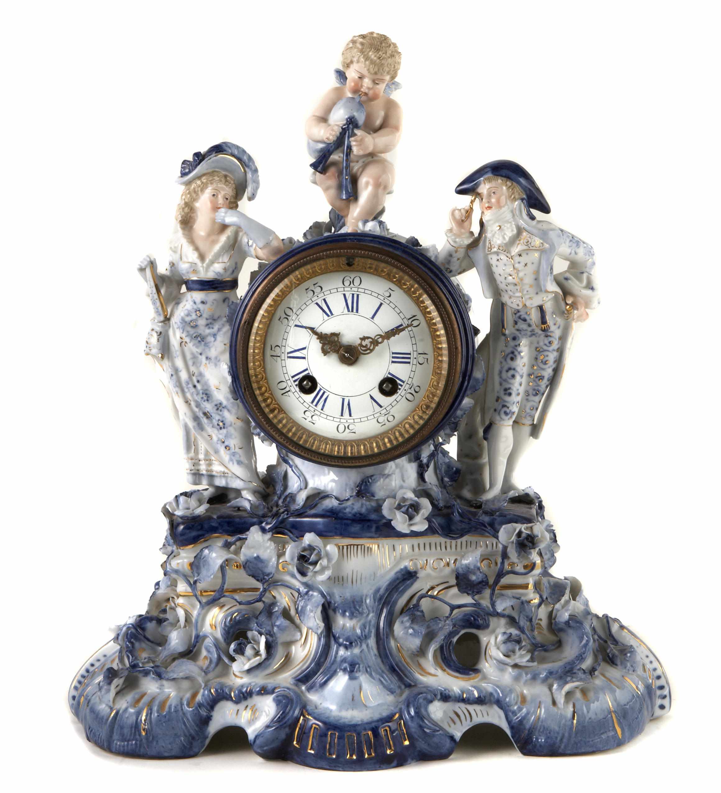 Appraisal: Property of various owners A German porcelain mantel clock early