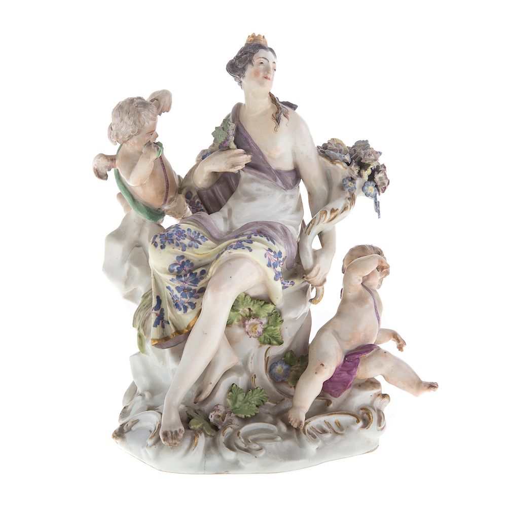 Appraisal: Meissen porcelain mythological group second half th century Venus Cupid