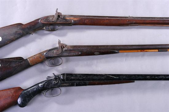 Appraisal: GROUP OF FIREARMS Including double-barrel percussion gauge shotgun gauge double-barrel