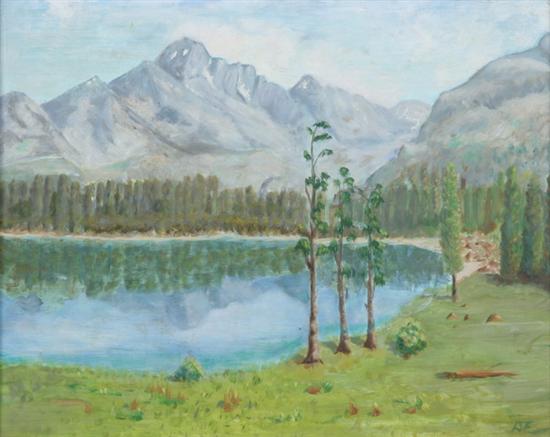 Appraisal: DWIGHT D EISENHOWER American - LANDSCAPE WITH MOUNTAINS AND LAKE