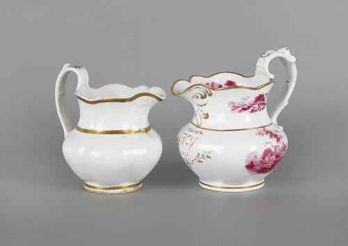 Appraisal: Porcelain pitcher ca probably Tucker h together with another pitcher