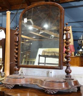 Appraisal: Victorian table top walnut shaving mirror circa having an adjustable