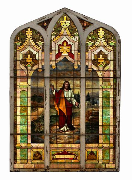 Appraisal: An American Gothic Revival stained glass window third quarter th