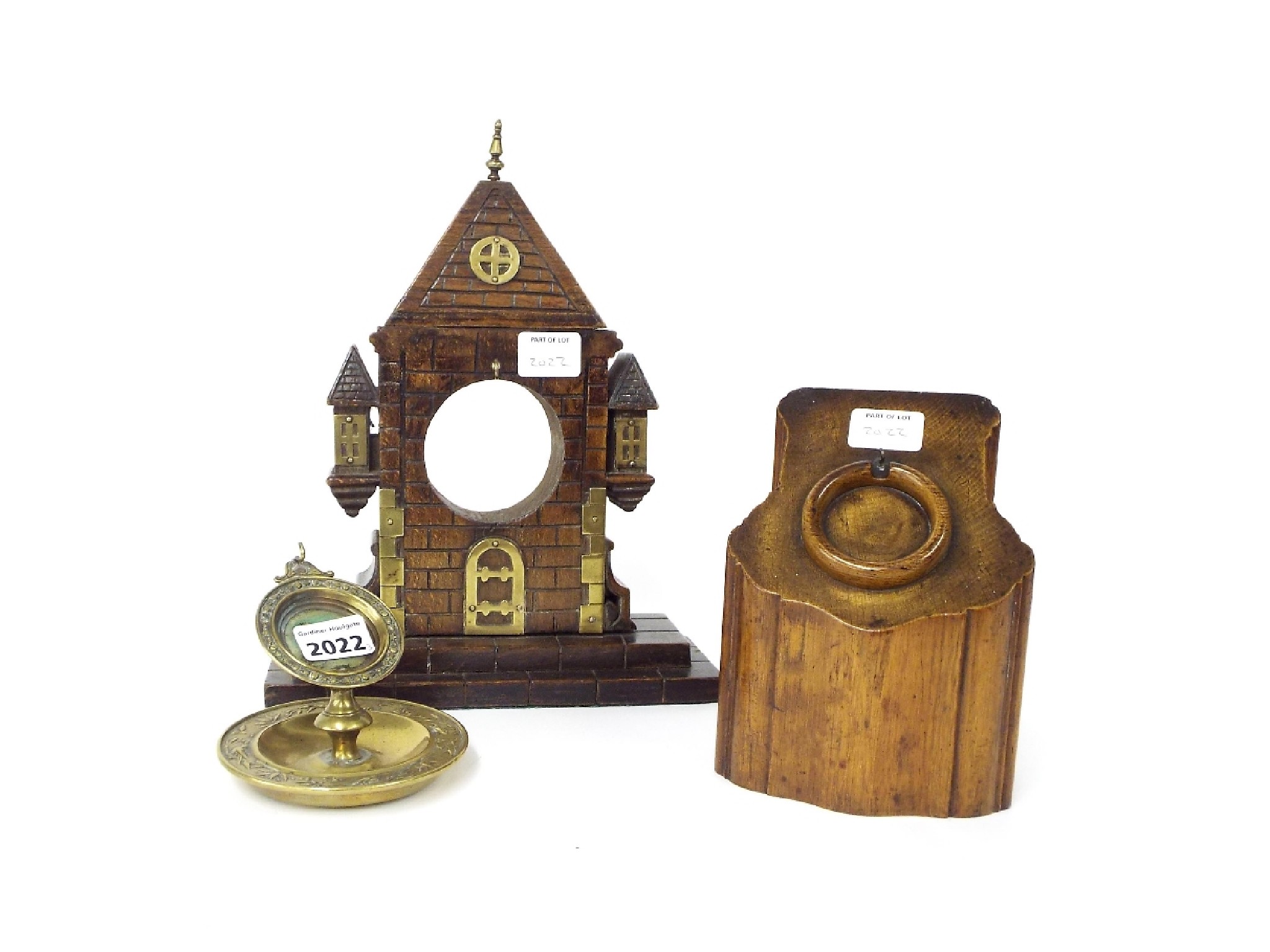 Appraisal: Oak watch stand in the form of a gabled castle