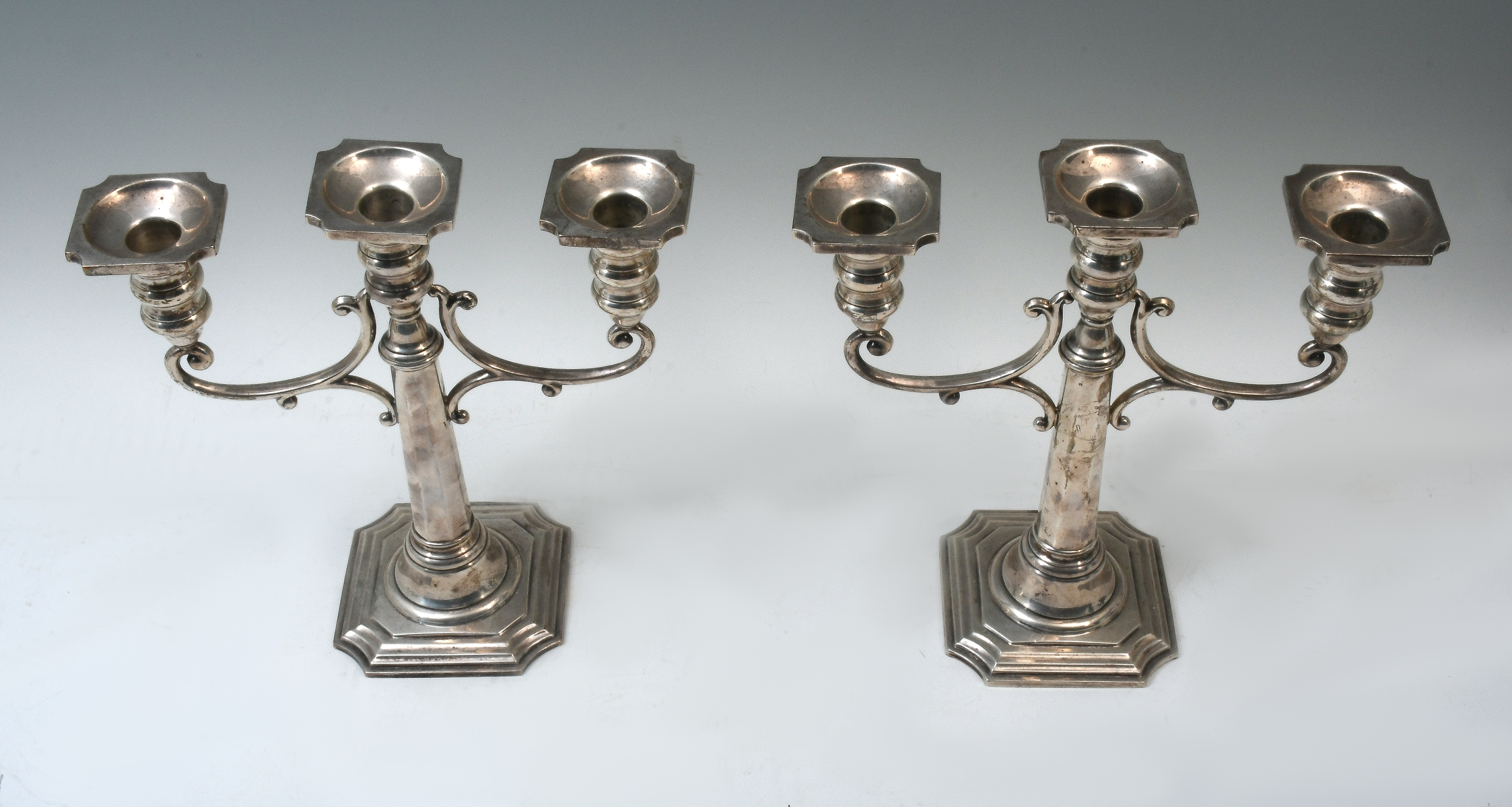 Appraisal: PAIR OF REDLICH CO STERLING CANDELABRUM Pair of light weighted