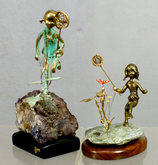 Appraisal: Malcolm Moran American th c bronze sculptures of girls catching