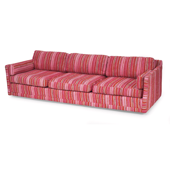 Appraisal: Selig sofa long low form covered in the original multi-colored