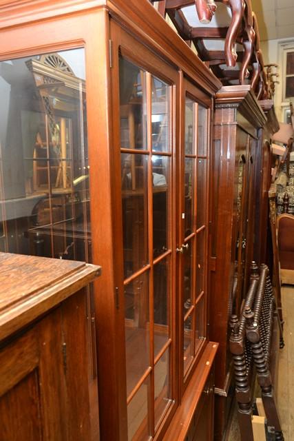 Appraisal: AN ANTIQUE STYLE GLAZED DISPLAY CABINET WITH GLASS SHELVES