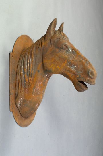 Appraisal: Cast-Iron Livery Stable Horse Head Wall Plaque the head mounted