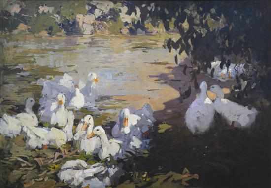 Appraisal: W B McInnes - Lake Scene with Ducks oil on