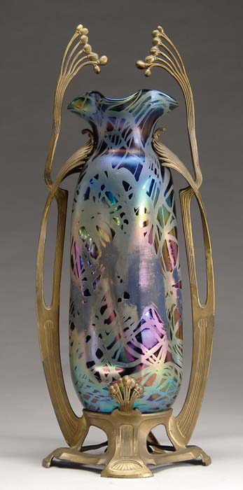 Appraisal: WILHELM KRALIK SOHN VASE Exceptional Bohemian glass vase has blue