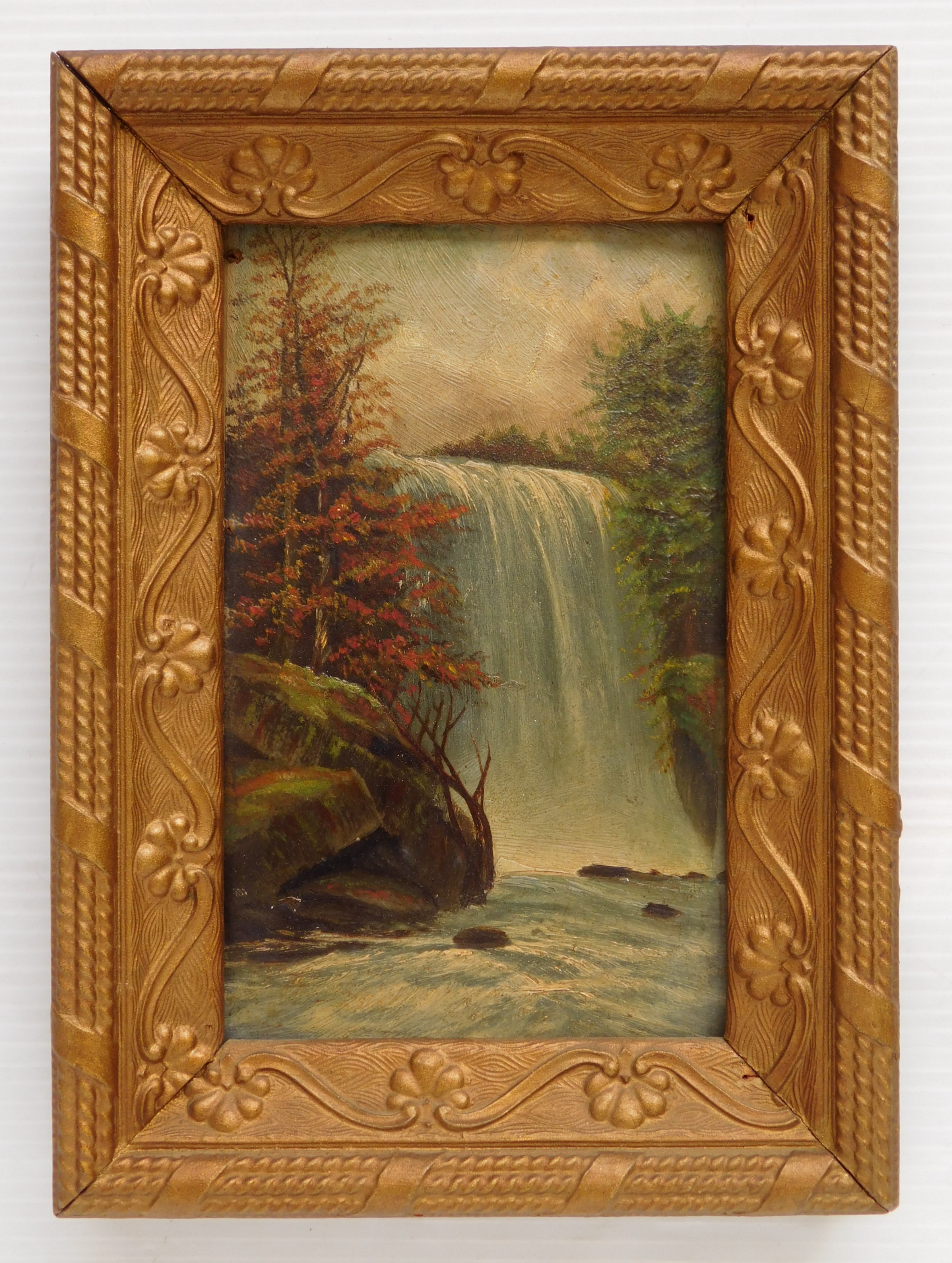 Appraisal: th c American School Landscape with Waterfall- oil on panel