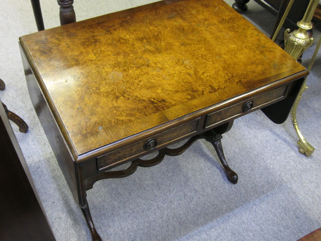 Appraisal: Burr walnut sofa table