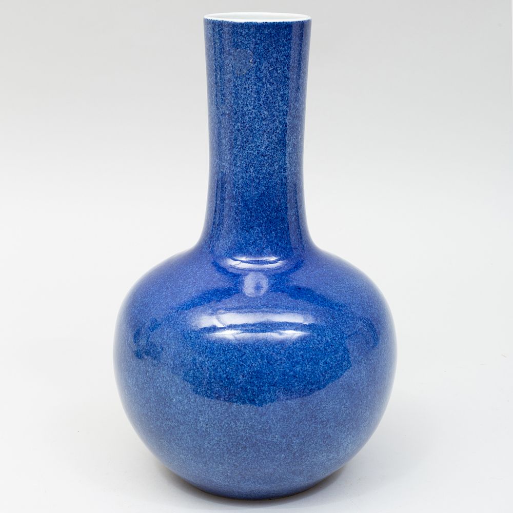 Appraisal: Chinese Powder Blue Glazed Porcelain Bottle Vase x in Condition