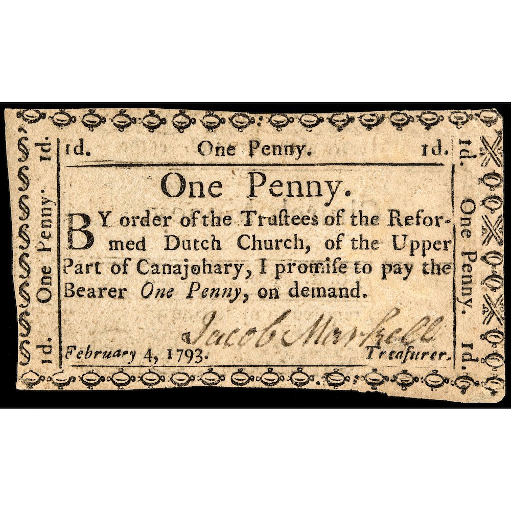 Appraisal: Colonial Currency NY One Penny Reformed Dutch Church of Upper