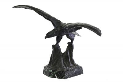 Appraisal: After Claude Mirval Eagle bronze sculpture wingspan cm on plinth