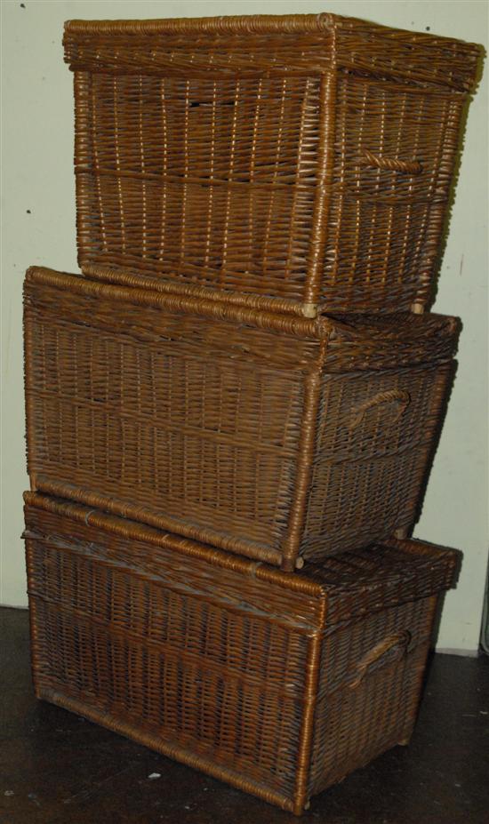 Appraisal: THREE WICKER BASKETS Property from the home of Westport Ct