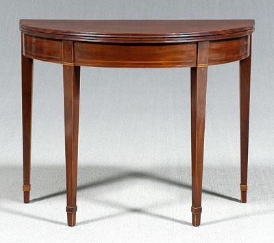 Appraisal: Fine Hepplewhite inlaid card table highly figured mahogany veneers with