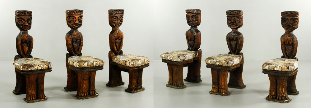 Appraisal: - Carved Wood Chairs Set of six chairs carved wood