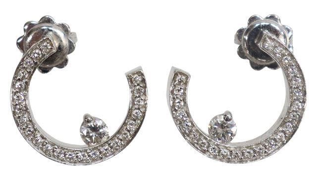 Appraisal: pair Italian kt white gold earrings open c-shape each set