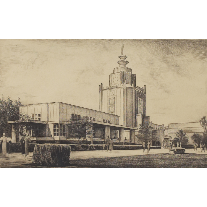 Appraisal: Otto J Schneider American - Illinois Host House etching x