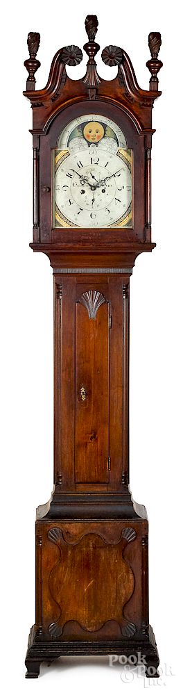 Appraisal: Pennsylvania Chippendale walnut tall case clock Lebanon Pennsylvania Chippendale walnut