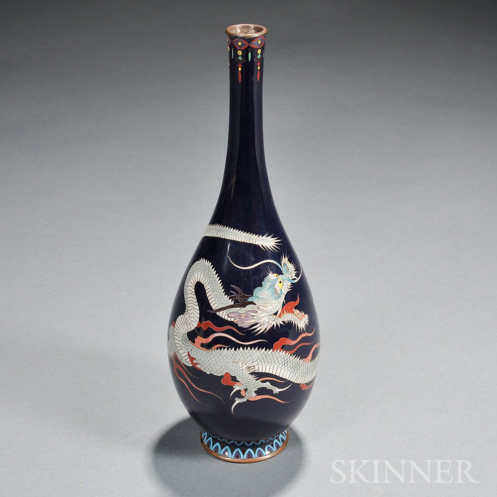 Appraisal: Cloisonne Dragon Vase Japan late th early th century bottle