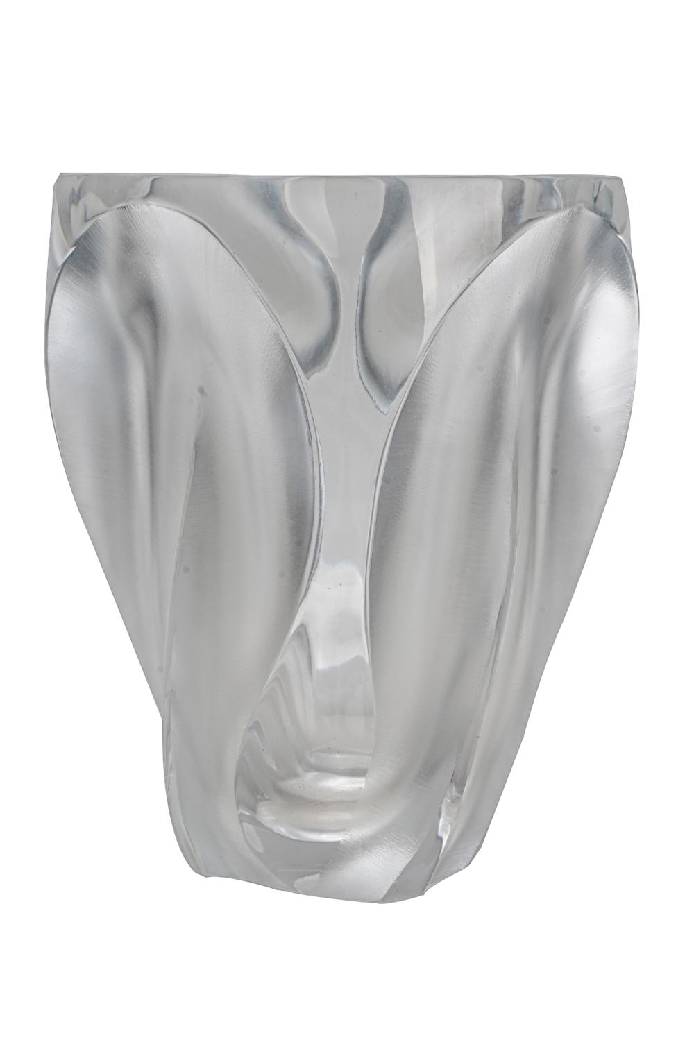 Appraisal: LALIQUE FRANCE CLEAR FROSTED GLASS VASEsigned Lalique France with registered