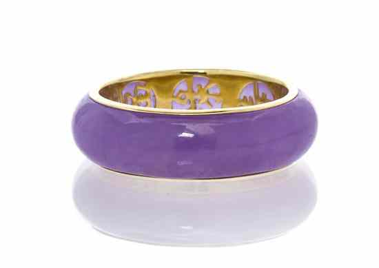 Appraisal: A Karat Yellow Gold and Lavender Jade Ring consisting of