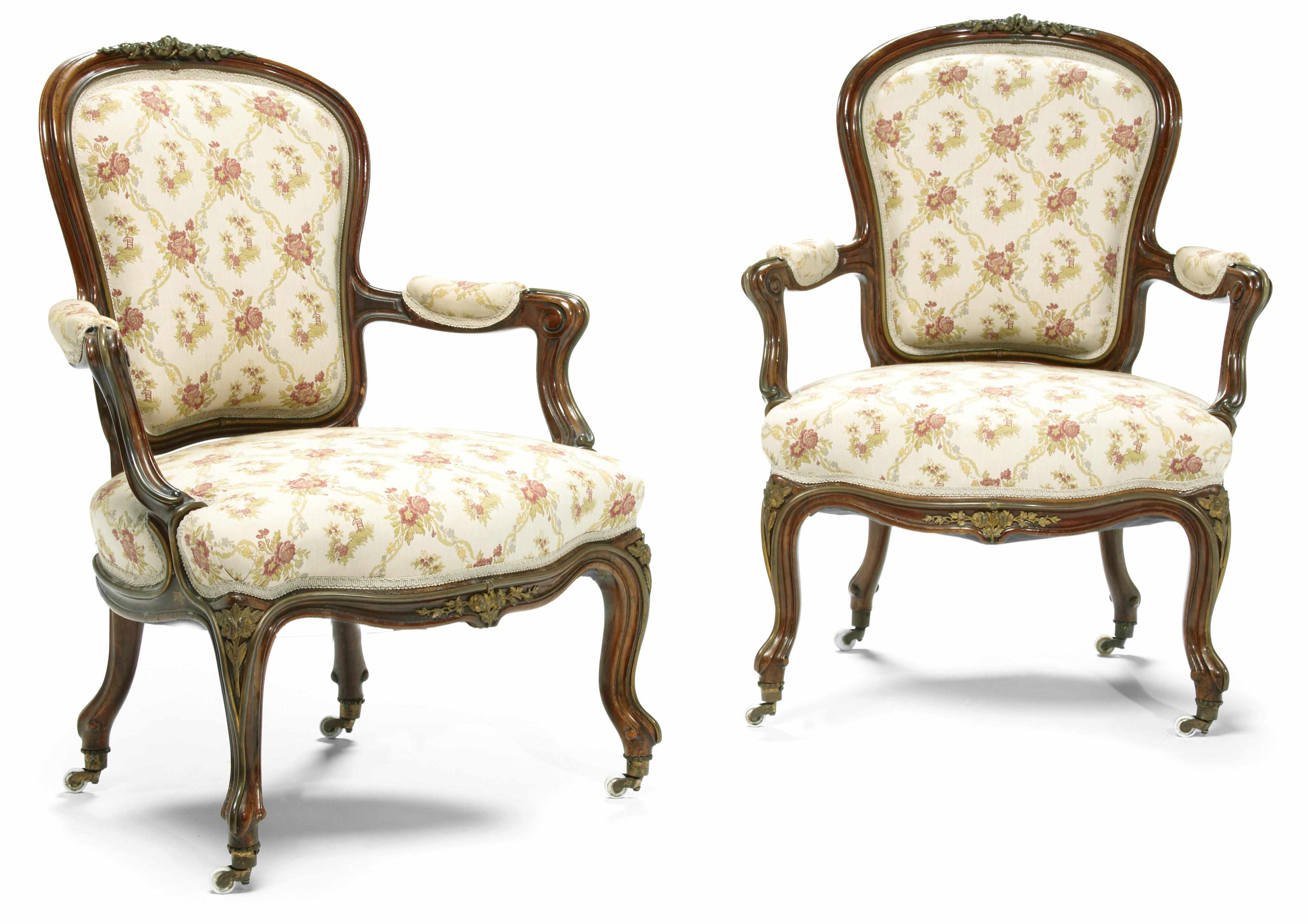 Appraisal: A pair of Louis XV style gilt bronze mounted rosewood