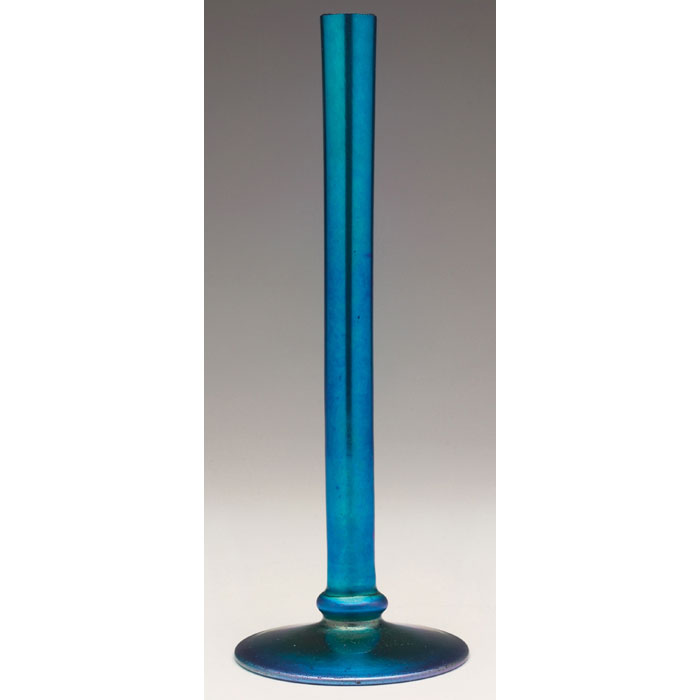 Appraisal: Steuben bud vase blue aurene glass with a good overall