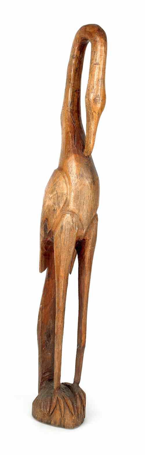 Appraisal: Primitive carved stork garden figure early th c h