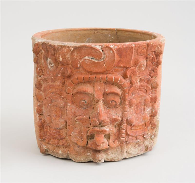 Appraisal: MAYAN RELIEF CARVED TERRACOTTA BOWL x in diam Property from