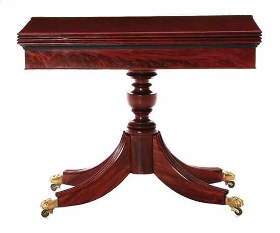 Appraisal: Baltimore carved mahogany card table possibly William Camp circa rectangular