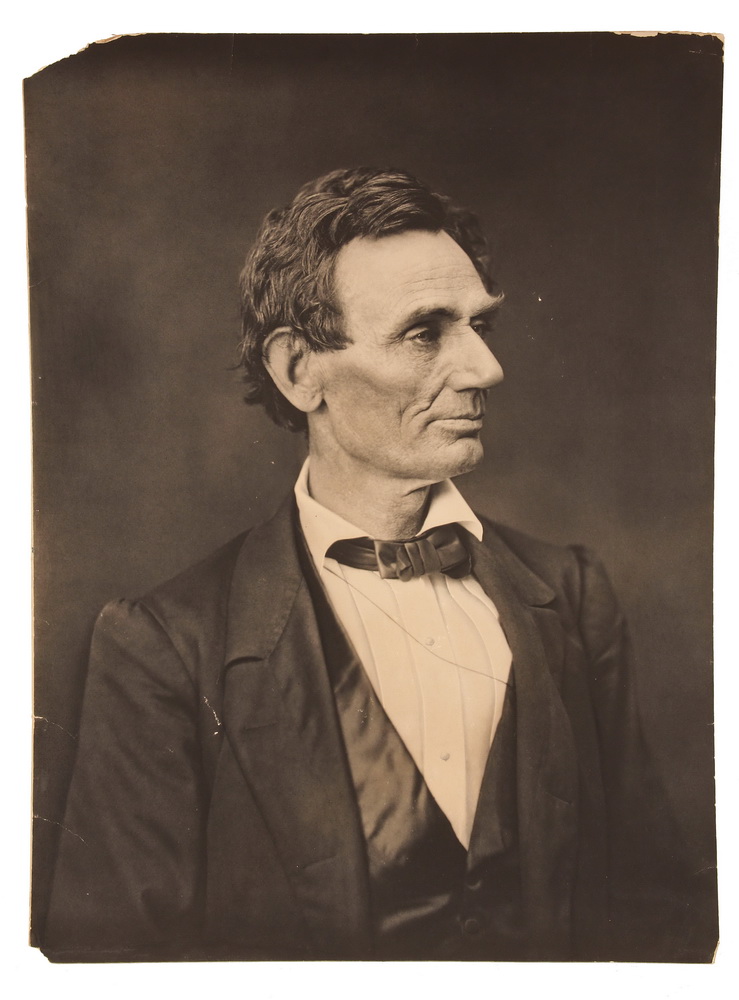 Appraisal: OVERSIZE SILVER GELATIN PHOTOGRAPH - Portrait of Abraham Lincoln taken