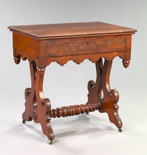 Appraisal: American Late Classical Revival Figured Walnut and Walnut Occasional Table