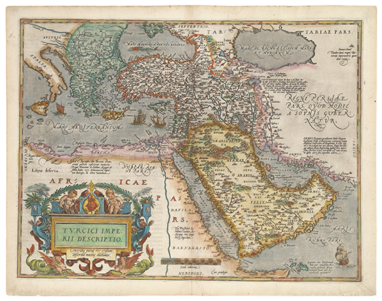 Appraisal: ORTELIUS ABRAHAM Turcici Imperii Descriptio Double-page engraved map x mm