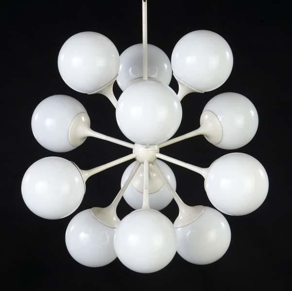 Appraisal: MODERN Atomic ceiling fixture with twelve glass globes Fixture x