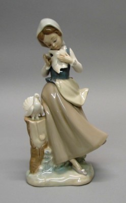 Appraisal: LLADRO - Girl with Pigeons - G Retired Good condition