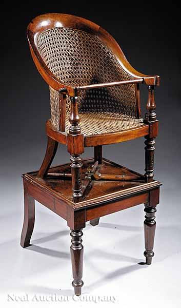 Appraisal: A William IV Mahogany Child's Chair and Stand mid- th