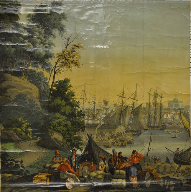 Appraisal: - French printed panel Vue de L Amerique du Nord