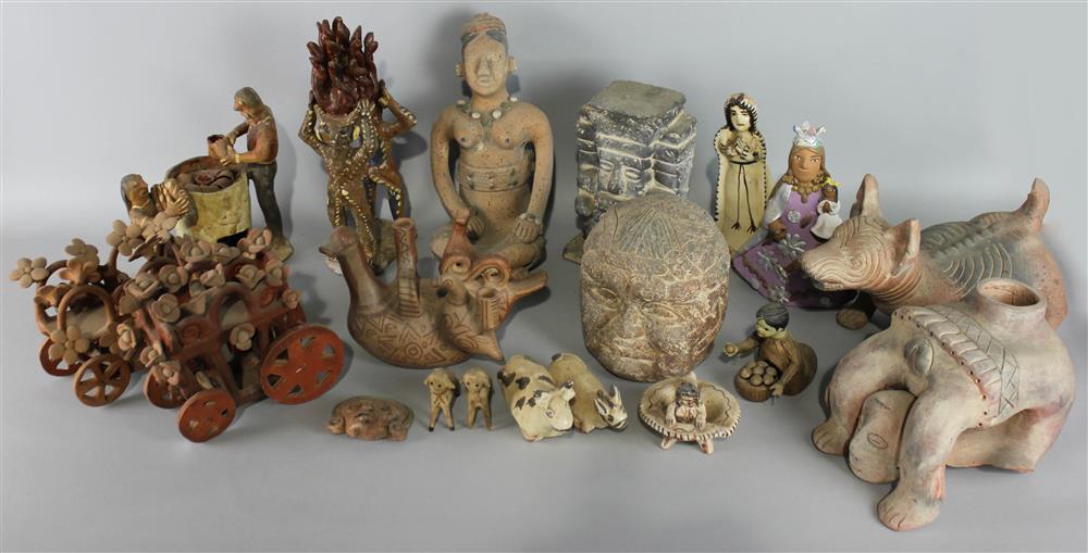 Appraisal: LARGE COLLECTION OF MEXICAN CERAMIC FIGURES to include angels demons